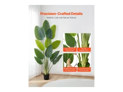 Ave del Paraíso Artificial SucceBuy, 1,8 m, Planta Artificial Tropical en Maceta, Falso Árbol Tropical, Planta Falsa Hojas Polietileno para Salón