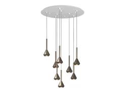 Aygo Sospensione 8 Luci Tonda Bronzo Con Cavo Cm.250 E Rosone Bianco