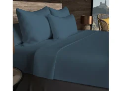 Bajera ajustable de algodón 57 hilos 200x200 cm LISO azul