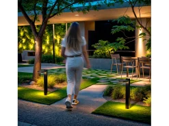 Baliza de Pie Exterior Solar LED 5W 50cm Aluminio con Sensor de Movimiento Aris Negro