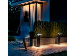 Baliza de Pie Exterior Solar LED 4W 50cm Aluminio con Sensor de Movimiento Edwan Negro
