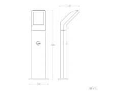 Baliza Exterior LED 9.5W Superficie Pie 50cm Aluminio con Detector de Movimiento Legacy Negro