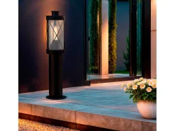Baliza Exterior Superficie Pie 50cm Acero Inoxidable Gedja Negro