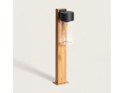 Baliza Exterior Superficie Pie 50cm Acero Inoxidable y Cristal Isoba Negro