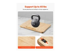Bandeja Deslizante SucceBuy para Aparatos de Cocina, 26,7 x 33 cm, Tabla Móvil para Cafetera, Pequeños Electrodomésticos de Cocina, Color Madera
