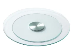 Bandeja Giratoria Redonda SucceBuy para Mesa, 51 cm, Bandeja de Servicio Giratoria 360°, Centro de Mesa de Comedor de Vidrio Templado Transparente, para Banquetes