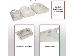 Bandeja MCW-C50 Shabby look (juego de 3), blanco, shabby