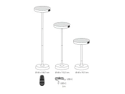 Barbell Solar RF - Lámpara de pie LED solar recargable de 65 W - Lámpara de pie para exterior, 3 alturas 156-113-70 cm, color salvia
