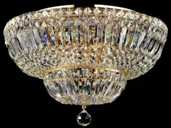 Basfor Lámpara de Techo Semi Empotrada Oro Antiguo & Cristal, 12 Luces, E14