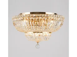 Basfor Lámpara de Techo Semi Empotrada Oro Antiguo & Cristal, 12 Luces, E14