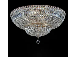 Basfor Lámpara de Techo Semi Empotrada Oro Antiguo & Cristal, 16 Luces, E14