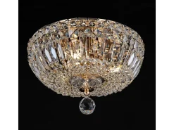 Basfor Plafón Semi Empotrado Oro Antiguo & Cristal, 3 Luces, E14