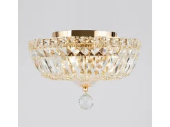 Basfor Plafón Semi Empotrado Oro Antiguo & Cristal, 3 Luces, E14