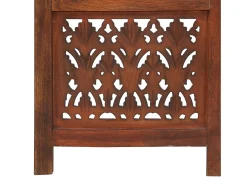 Biombo 3 paneles tallado a mano madera mango marrón 120x165 cm