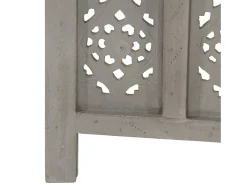 Biombo 3 paneles tallado a mano madera de mango gris 120x165 cm ES455625