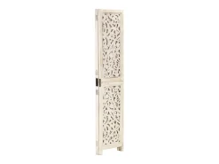 Biombo 3 paneles tallado a mano madera mango blanco 120x165 cm