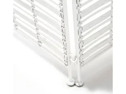 Biombo de 3 hojas de mimbre blanco y metal