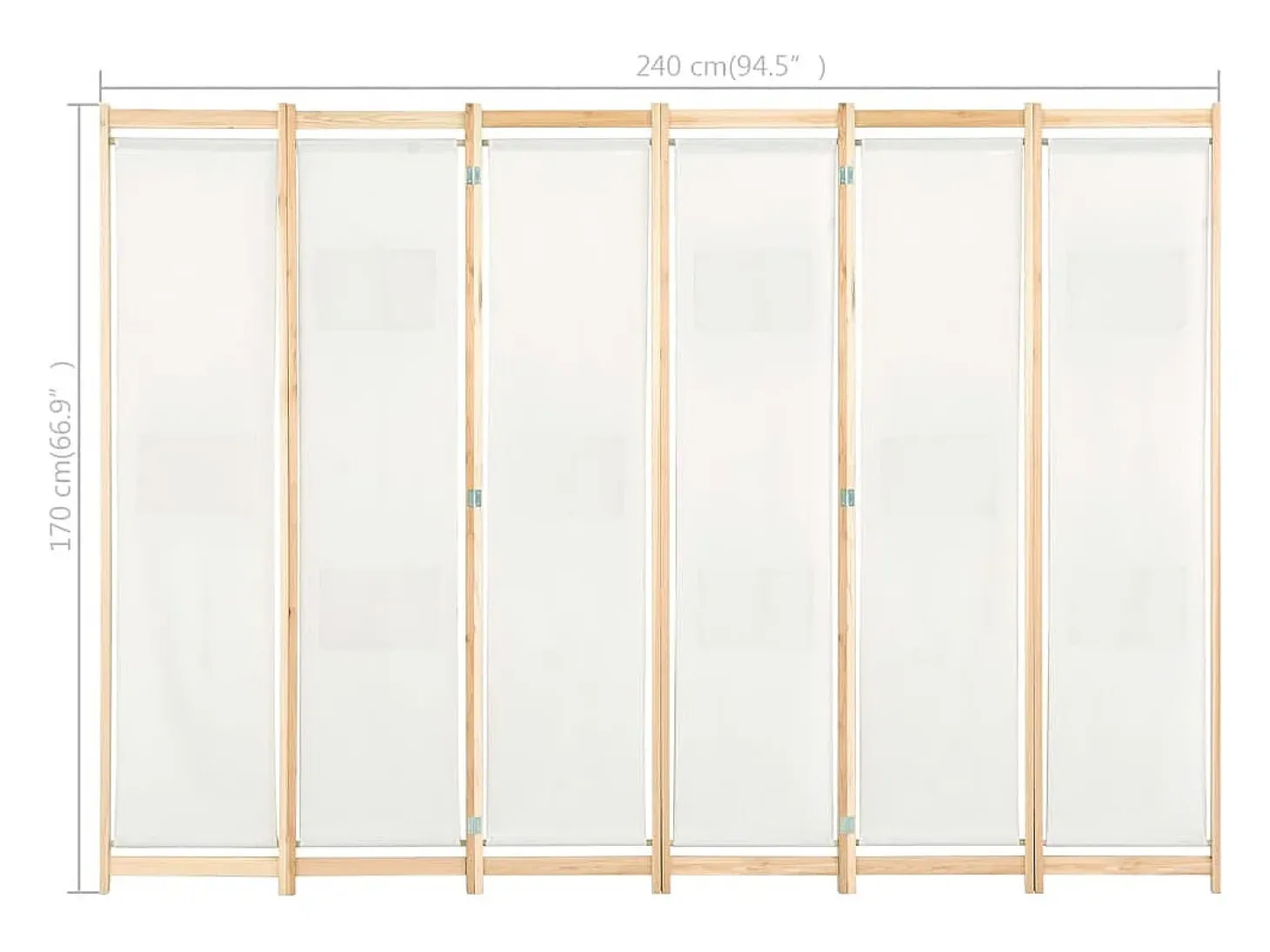 Biombo de 6 paneles Crema 240 x 170 x 4 cm Tela