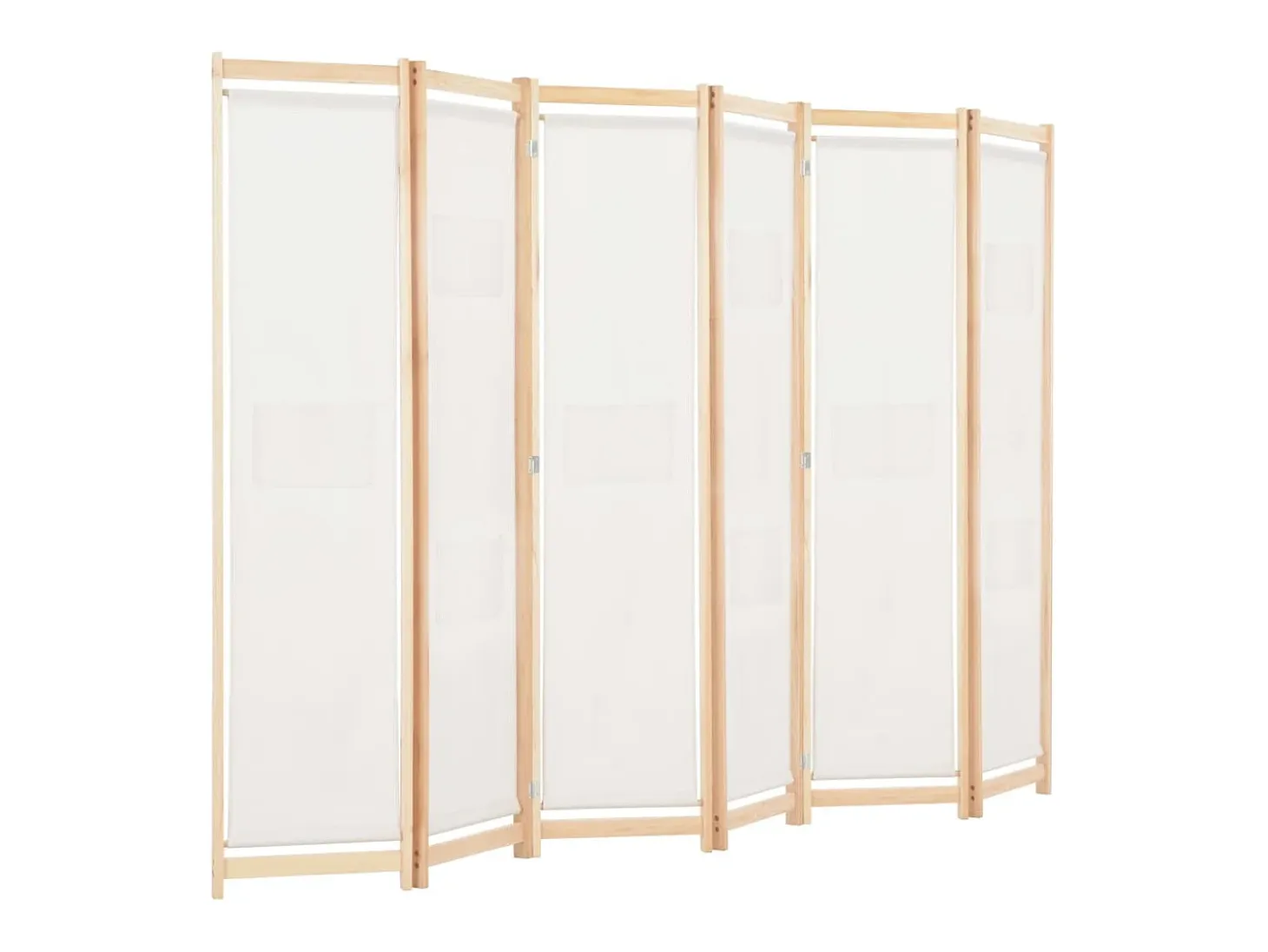 Biombo de 6 paneles Crema 240 x 170 x 4 cm Tela