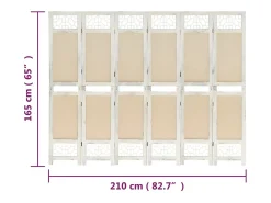 Biombo de 6 paneles Tejido Crema 210x165 cm