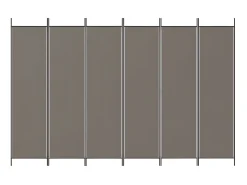 Biombo divisor de 6 paneles de tela gris antracita 300x200 cm ES198504