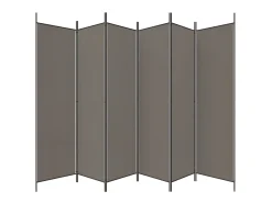 Biombo divisor de 6 paneles de tela gris antracita 300x200 cm ES198504