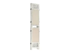 Biombo divisor de 4 paneles de tela color crema 140x165 cm ES788601