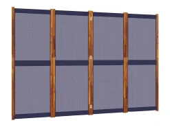 Biombo divisor de 4 paneles azul oscuro 280x180 cm ES345829