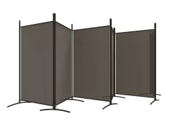 Biombo divisor de 6 paneles de tela gris antracita 520x180 cm ES709743