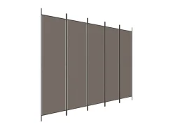 Biombo divisor de 5 paneles de tela gris antracita 250x220 cm ES201364