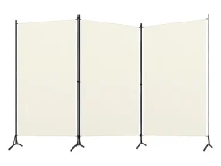 Biombo divisor de 3 paneles tela blanco 260x180 cm ES410188