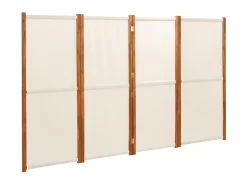 Biombo divisor de 4 paneles blanco crema 280x180 cm ES748533