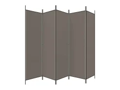 Biombo divisor de 5 paneles de tela gris antracita 250x200 cm ES567215
