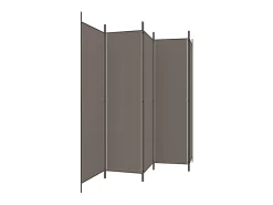 Biombo divisor de 5 paneles de tela gris antracita 250x200 cm ES567215