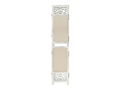 Biombo divisor de 6 paneles de tela color crema 210x165 cm ES919212
