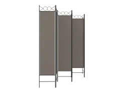 Biombo divisor de 6 paneles de tela gris antracita 240x200 cm ES131095