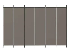 Biombo divisor de 6 paneles de tela gris antracita 300x220 cm ES320024