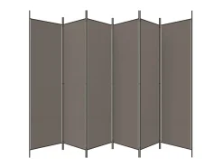 Biombo divisor de 6 paneles de tela gris antracita 300x220 cm ES320024