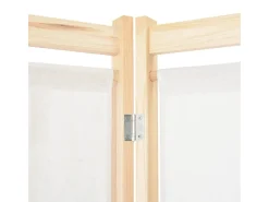 Biombo divisor de 4 paneles de tela color crema 160x170x4 cm ES501179