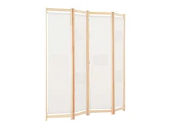 Biombo divisor de 4 paneles de tela color crema 160x170x4 cm ES501179