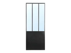 Biombo espejo atelier estilo industrial COVENTRY - metal - Alt. 180 x Ancho 122 cm - Negro
