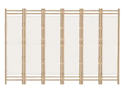 Biombo plegable de 6 paneles bambú y lona 240 cm ES532215