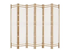 Biombo plegable de 6 paneles bambú y lona 240 cm ES532215