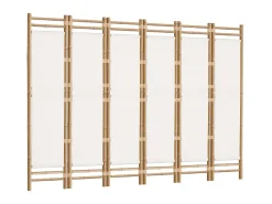 Biombo plegable de 6 paneles bambú y lona 240 cm ES532215