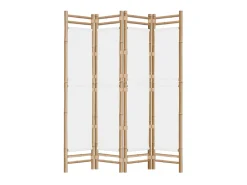 Biombo plegable de 4 paneles bambú y lona 160 cm ES517854
