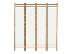 Biombo plegable de 4 paneles bambú y lona 160 cm ES517854