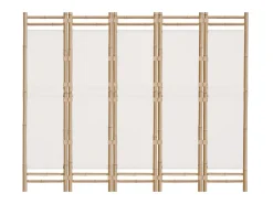 Biombo plegable de 5 paneles bambú y lona 200 cm ES196029
