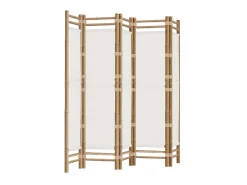 Biombo plegable de 5 paneles bambú y lona 200 cm ES196029