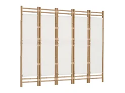 Biombo plegable de 5 paneles bambú y lona 200 cm ES196029