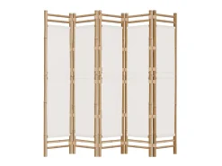 Biombo plegable de 5 paneles bambú y lona 200 cm ES196029